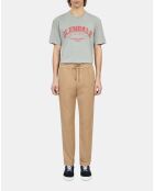 Pantalon droit en coton camel