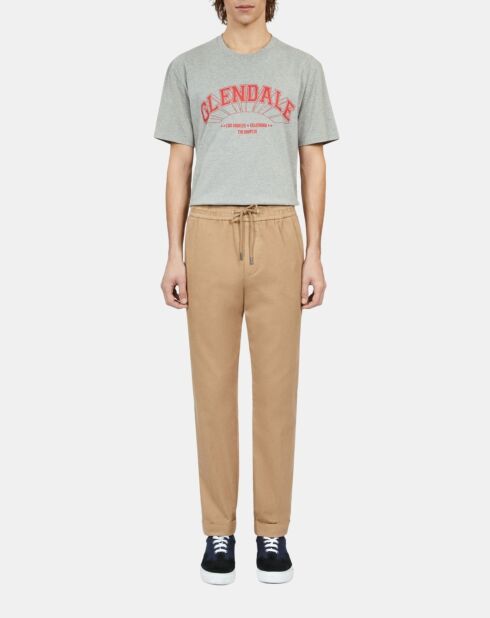 Pantalon droit en coton camel