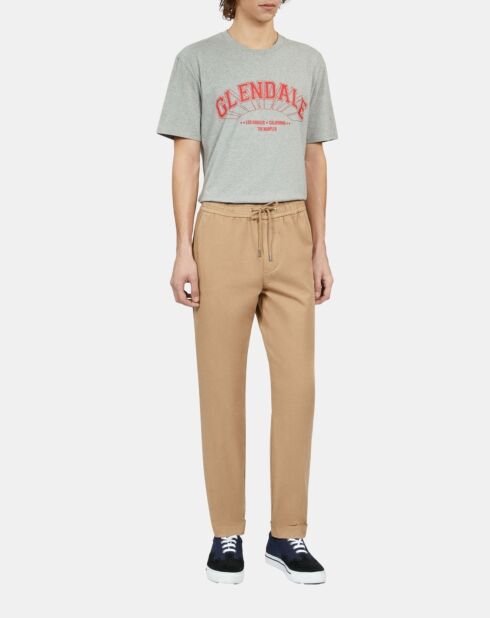 Pantalon droit en coton camel