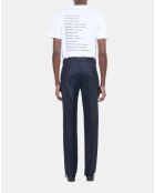 Pantalon de costume à rayures bleu marine