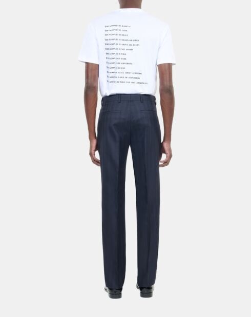 Pantalon de costume à rayures bleu marine