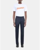 Pantalon de costume à rayures bleu marine