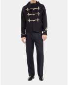 Caban court à capuche bleu marine foncé