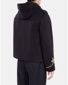 Caban court à capuche bleu marine foncé