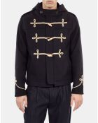 Caban court à capuche bleu marine foncé