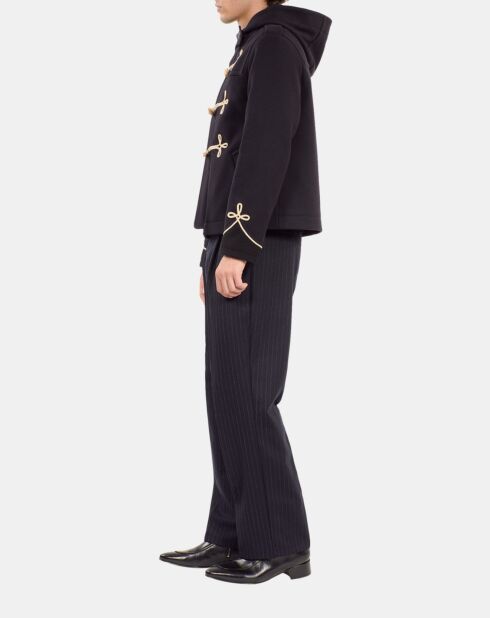 Caban court à capuche bleu marine foncé