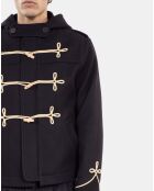 Caban court à capuche bleu marine foncé