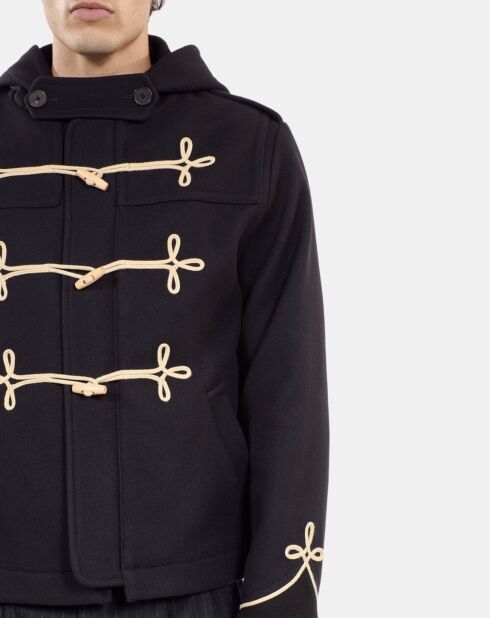 Caban court à capuche bleu marine foncé