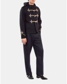 Caban court à capuche bleu marine foncé