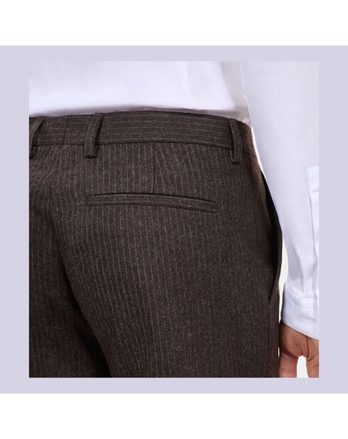 Pantalon large à rayures brun