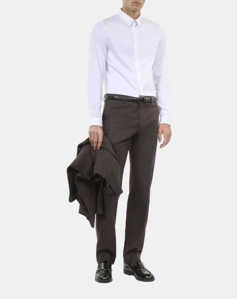 Pantalon large à rayures brun