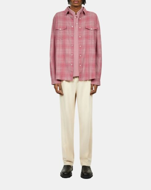 Chemise à carreaux rose