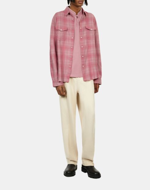 Chemise à carreaux rose