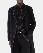 Manteau long en laine mélangée noir