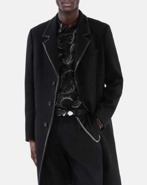 Manteau long en laine mélangée noir