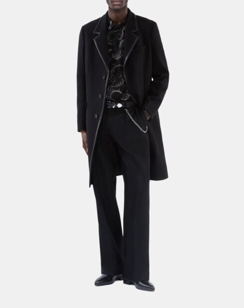 Manteau long en laine mélangée noir