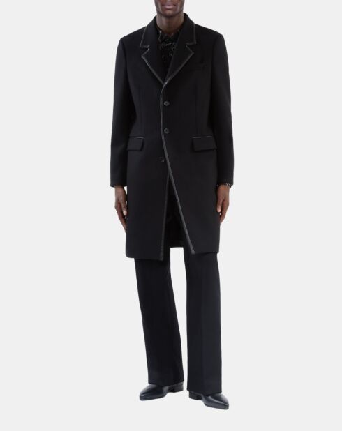 Manteau long en laine mélangée noir