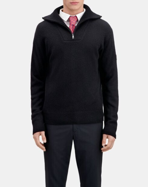 Pull en laine mélangée avec zip noir