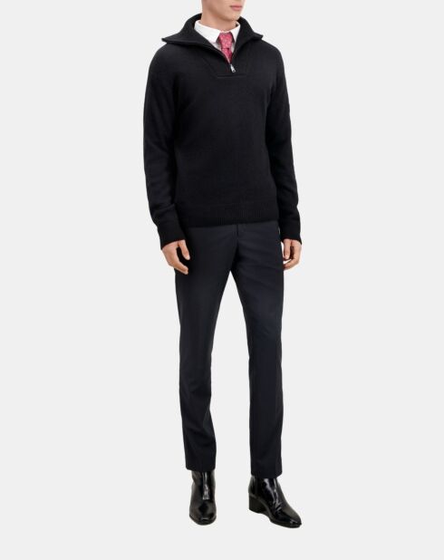 Pull en laine mélangée avec zip noir