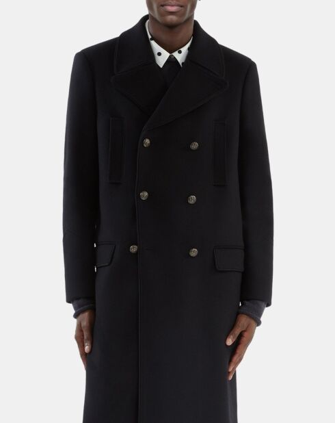 Manteau long en laine mélangée noir