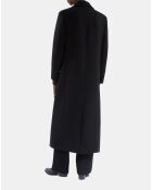 Manteau long en laine mélangée noir