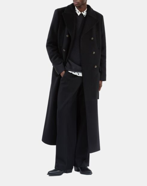 Manteau long en laine mélangée noir