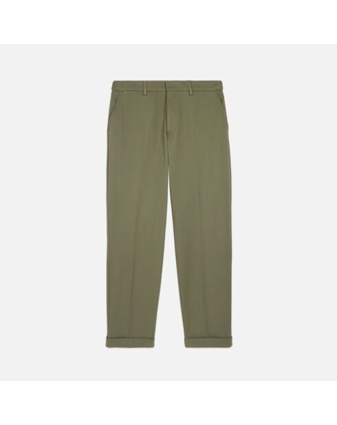 Pantalon droit en coton kaki