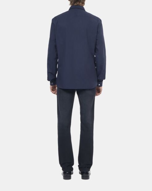 Chemise en popeline bleu marine