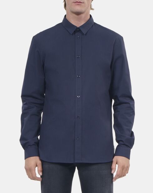 Chemise en popeline bleu marine