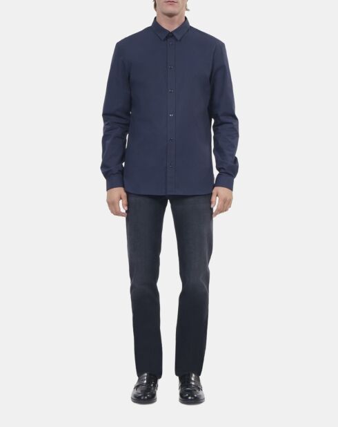 Chemise en popeline bleu marine