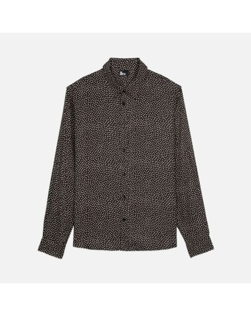 Chemise imprimé cœurs noire et blanche