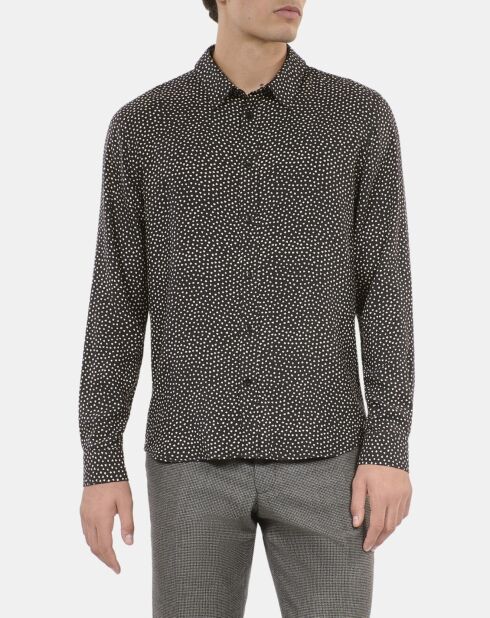 Chemise imprimé cœurs noire et blanche