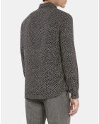 Chemise imprimé cœurs noire et blanche