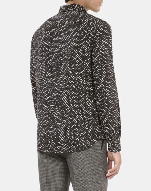 Chemise imprimé cœurs noire et blanche