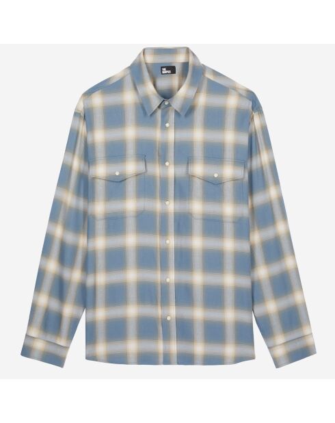 Chemise à carreaux bleue et grise