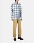 Chemise à carreaux bleue et grise