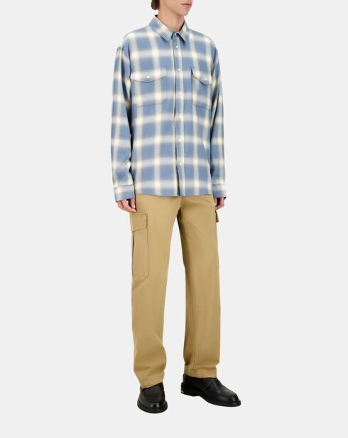 Chemise à carreaux bleue et grise