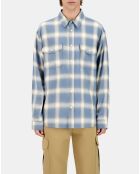 Chemise à carreaux bleue et grise