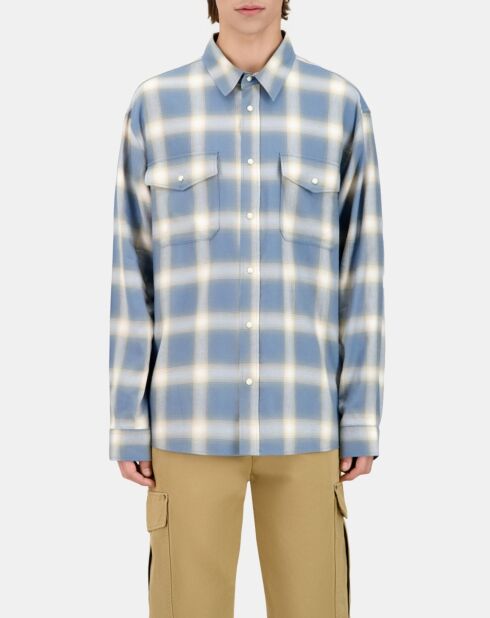 Chemise à carreaux bleue et grise