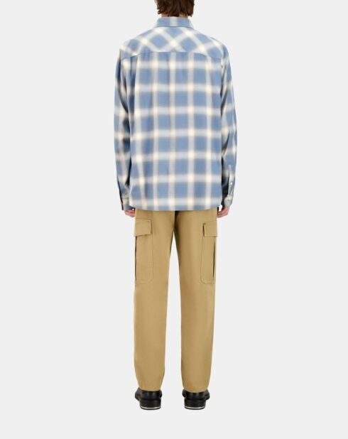 Chemise à carreaux bleue et grise