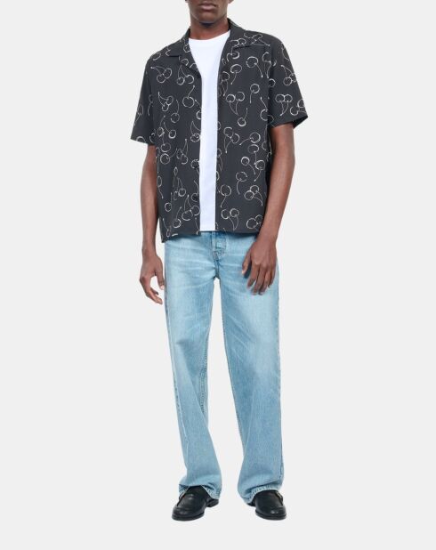 Chemise manches courtes avec imprimé cerise noir