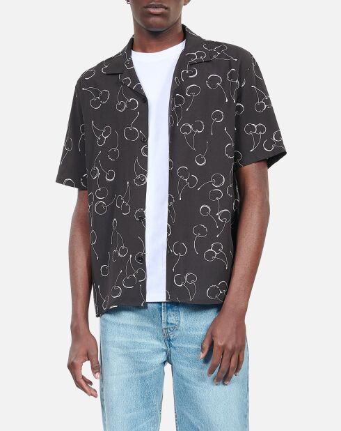 Chemise manches courtes avec imprimé cerise noir