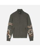 Cardigan en laine mélangée kaki