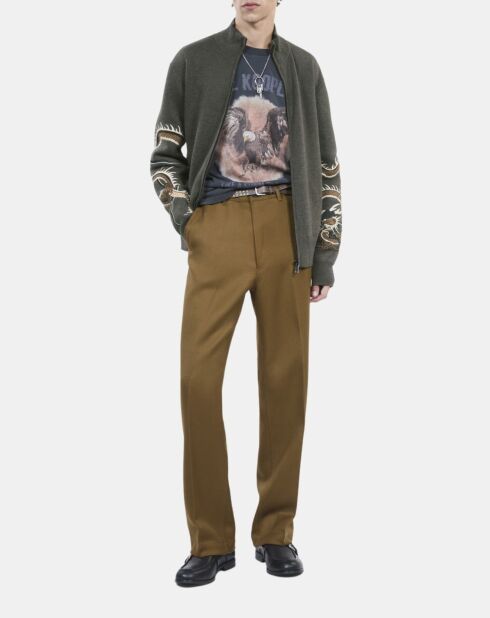 Cardigan en laine mélangée kaki