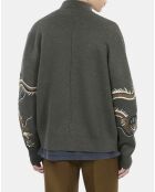 Cardigan en laine mélangée kaki