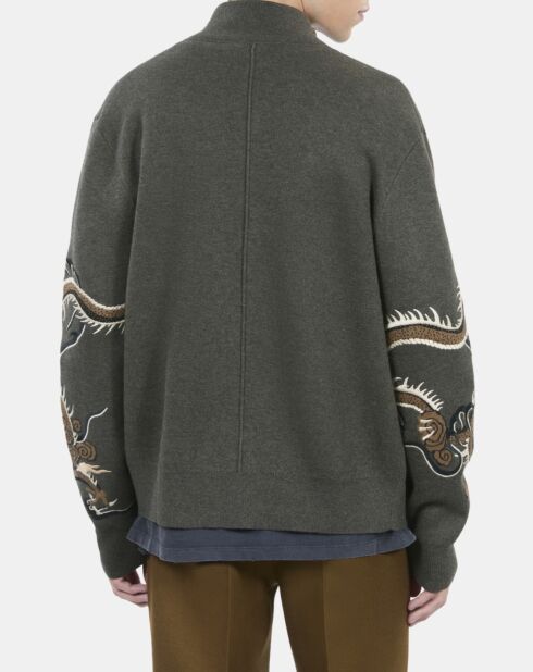 Cardigan en laine mélangée kaki