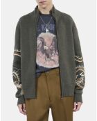 Cardigan en laine mélangée kaki