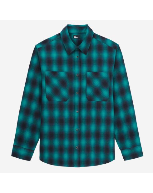 Surchemise à carreaux noirs et verts