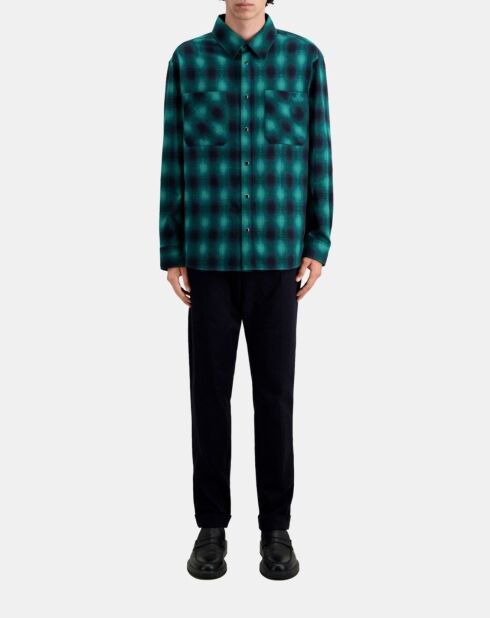 Surchemise à carreaux noirs et verts