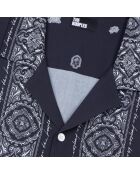 Chemise manches courtes imprimée bleu marine et blanc